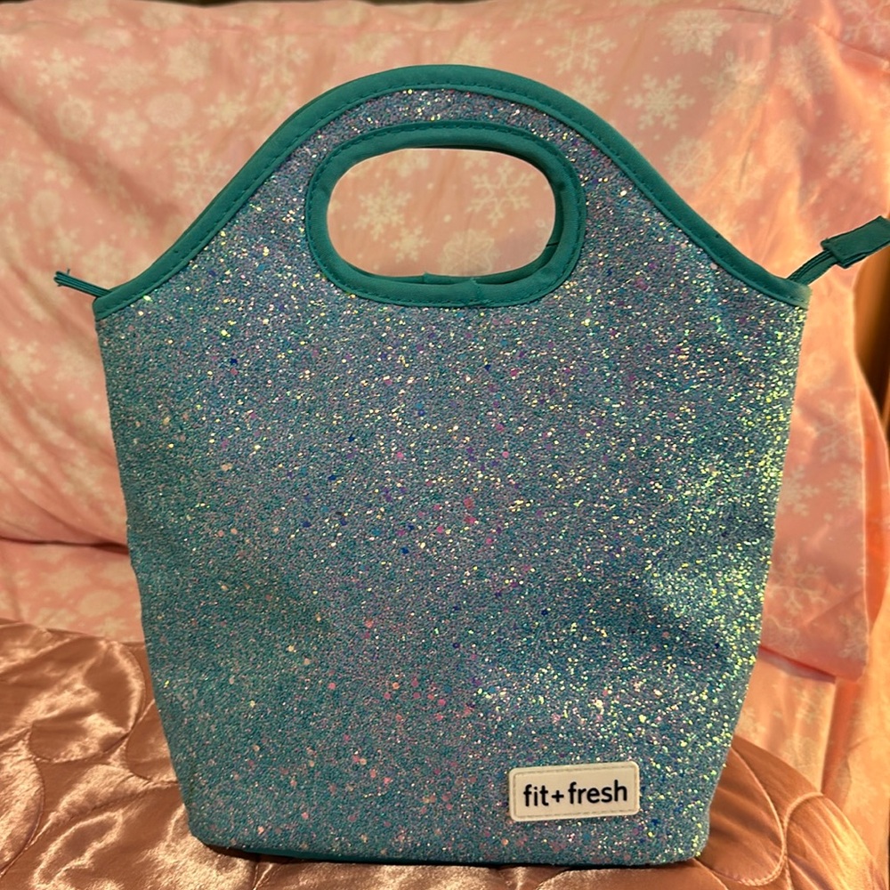 Fit + Fresh Sloane Chunky Glitter Blue Lunch Bag